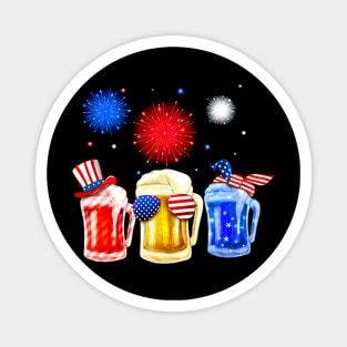 Beer Party Patriotic Red Blue Happy Independence Day Magnet